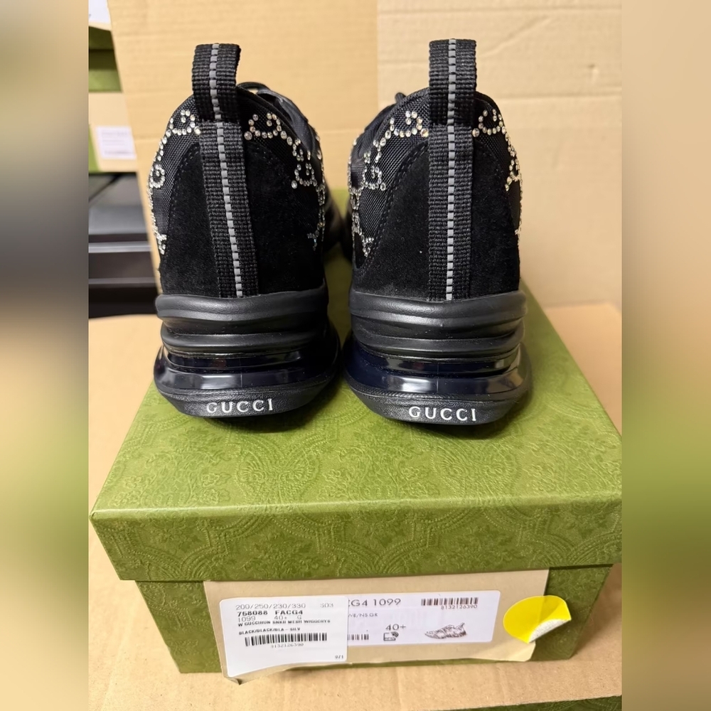 Gucci Black GG Crystal Embellished Run Sneakers - Picture 2 of 9